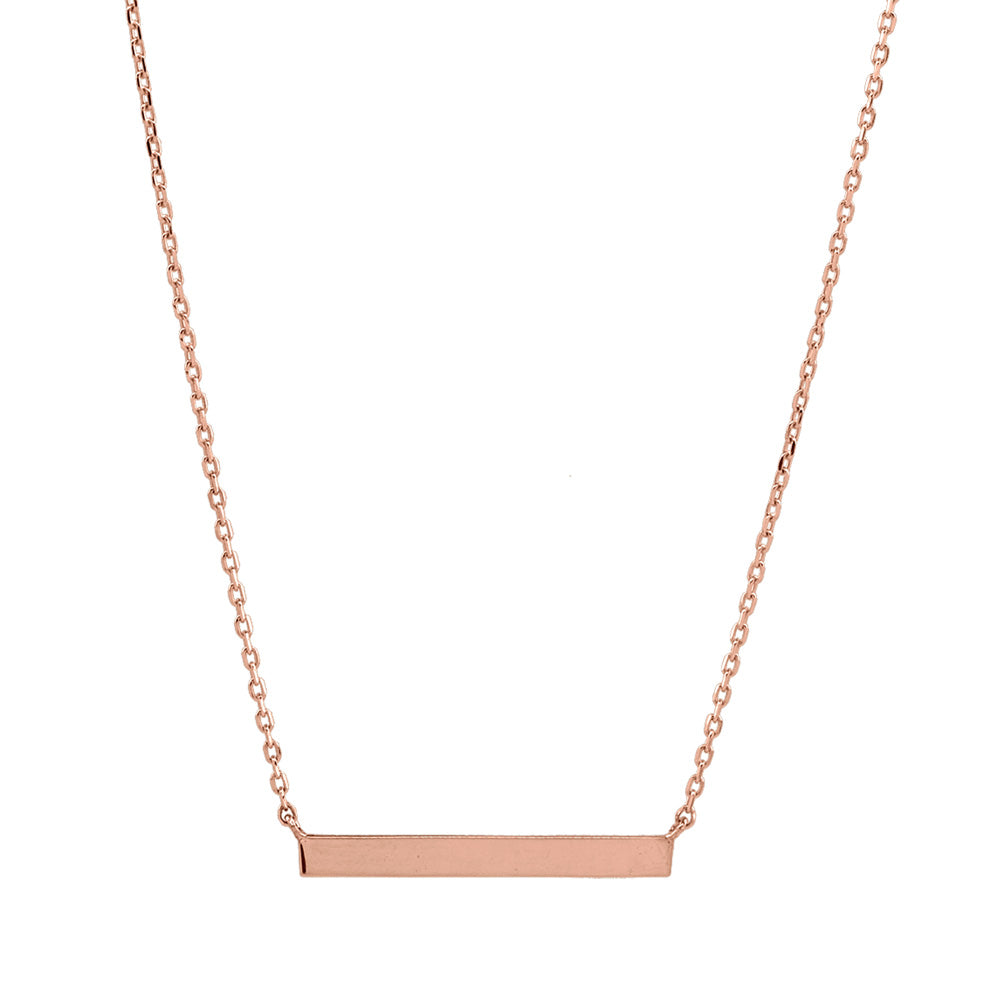 10k Solid Gold Thin Bar Necklace - Necklaces - Rose Gold - Rose Gold - Azil Boutique