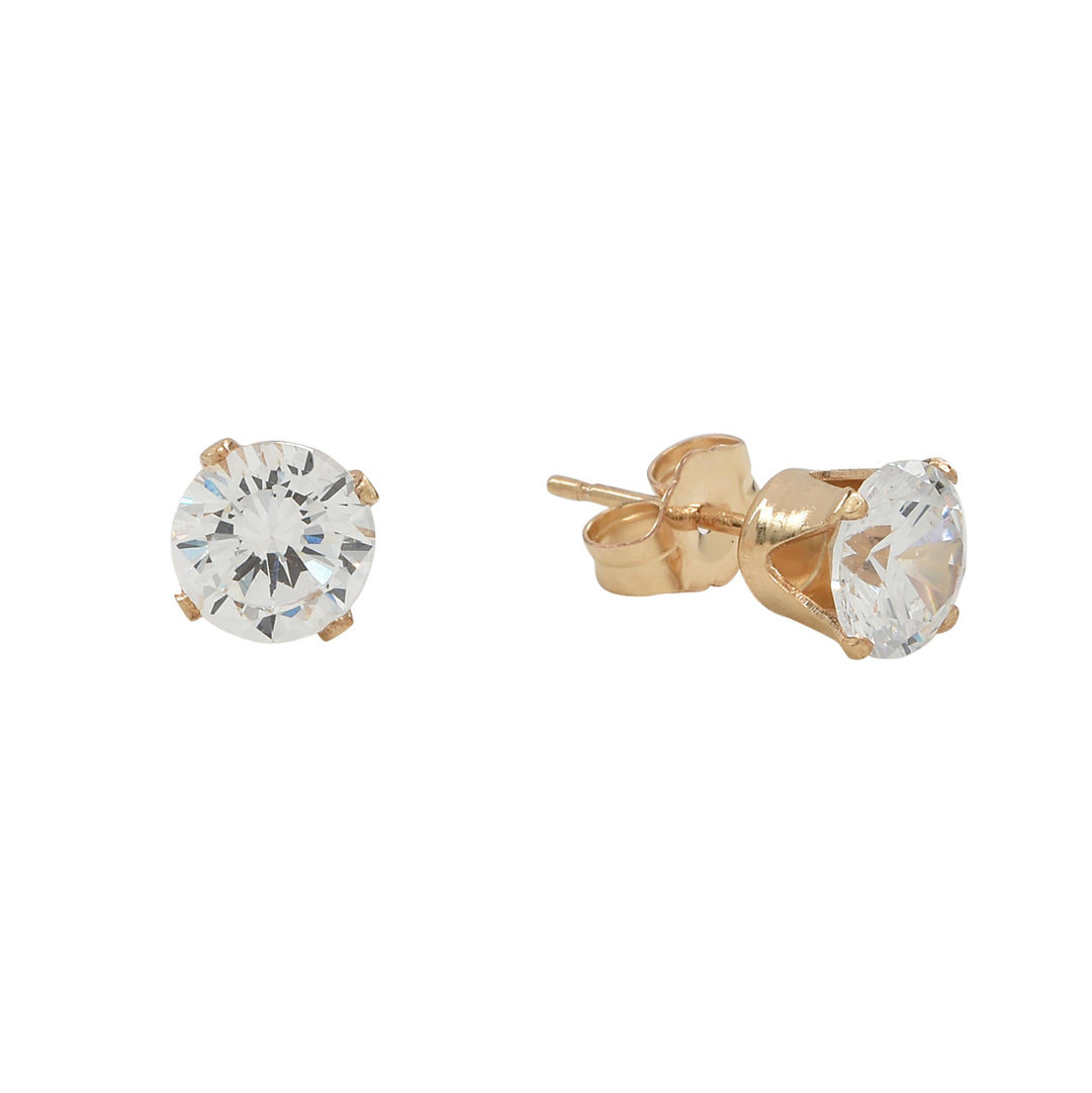 CZ Prong Studs - Earrings - 3mm - 3mm / Gold - Azil Boutique