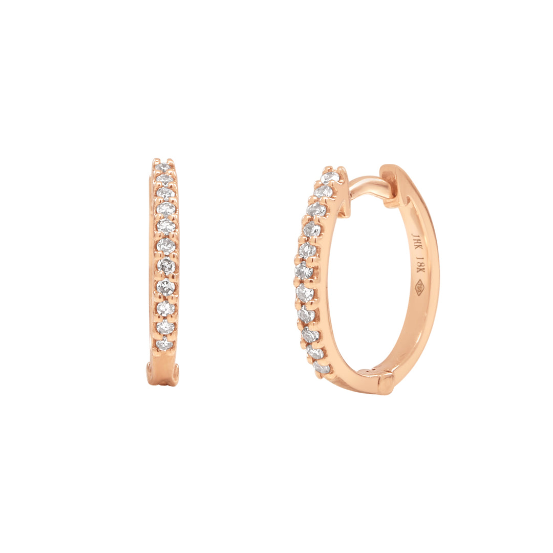18k Diamond Huggie Hoops - Earrings - Rosegold - Rosegold - Azil Boutique
