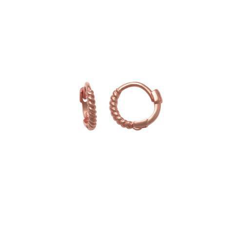 10k Solid Gold Twisted Huggie - Earrings - Rose Gold - Rose Gold / 5mm - Sold Individually - Azil Boutique