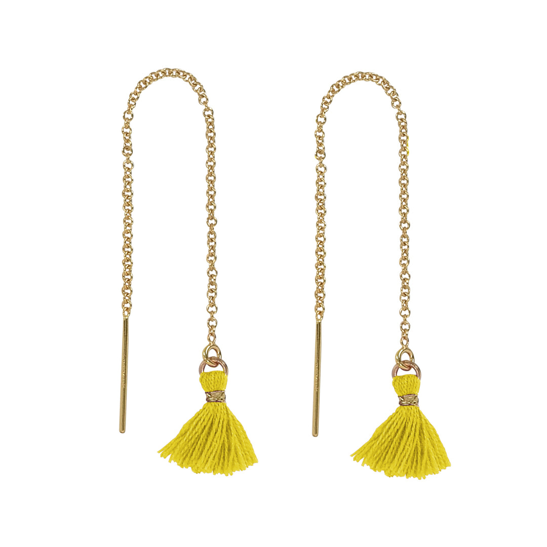 Tassel Ear Threaders - Earrings - Yellow - Yellow - Azil Boutique