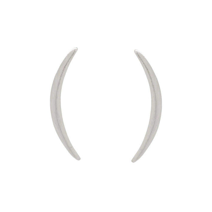 Thin Curved Crescent Moon Studs - Earrings - Silver - Silver - Azil Boutique