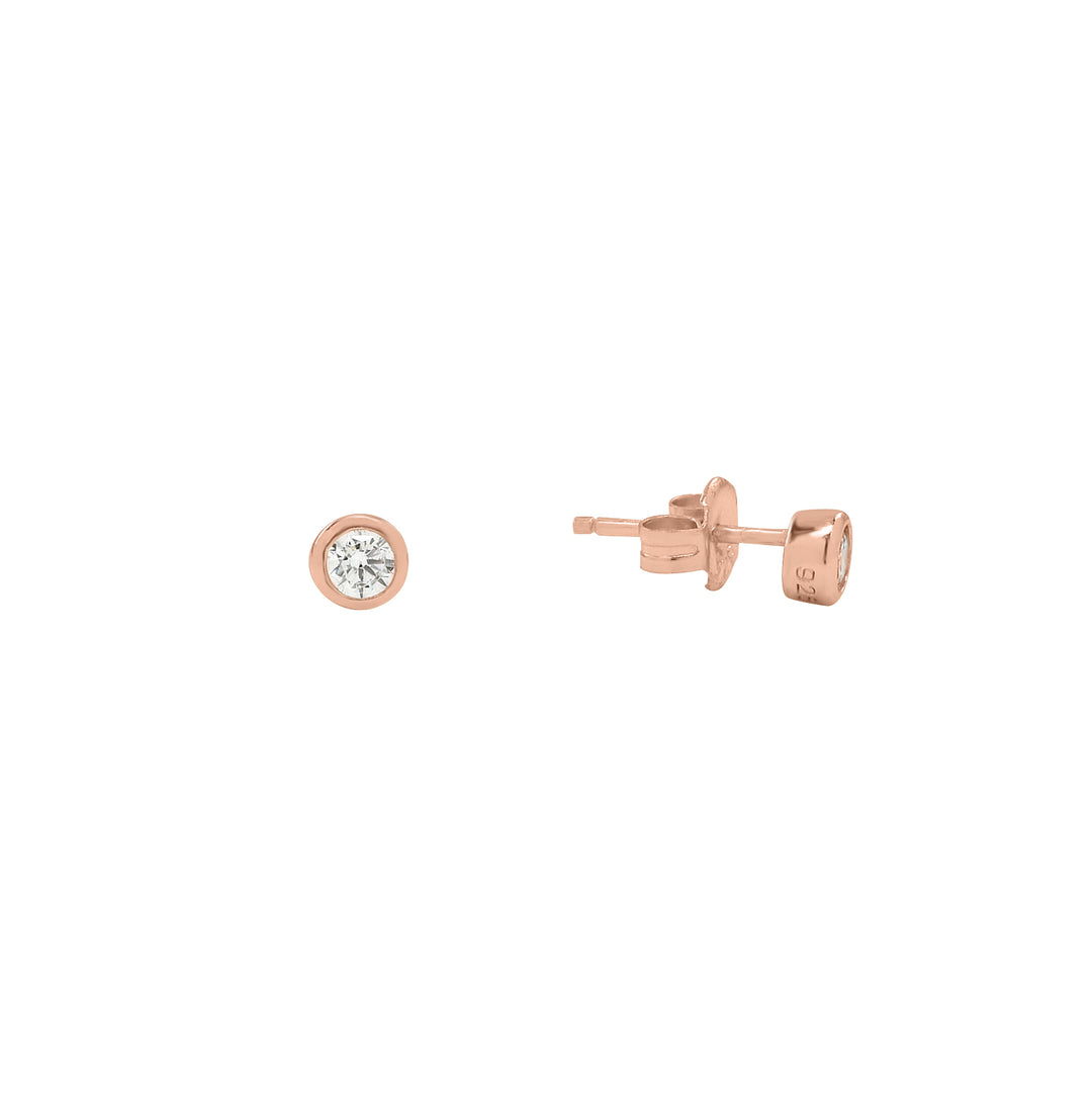 Single CZ Studs - Earrings - Rose Gold - Rose Gold - Azil Boutique