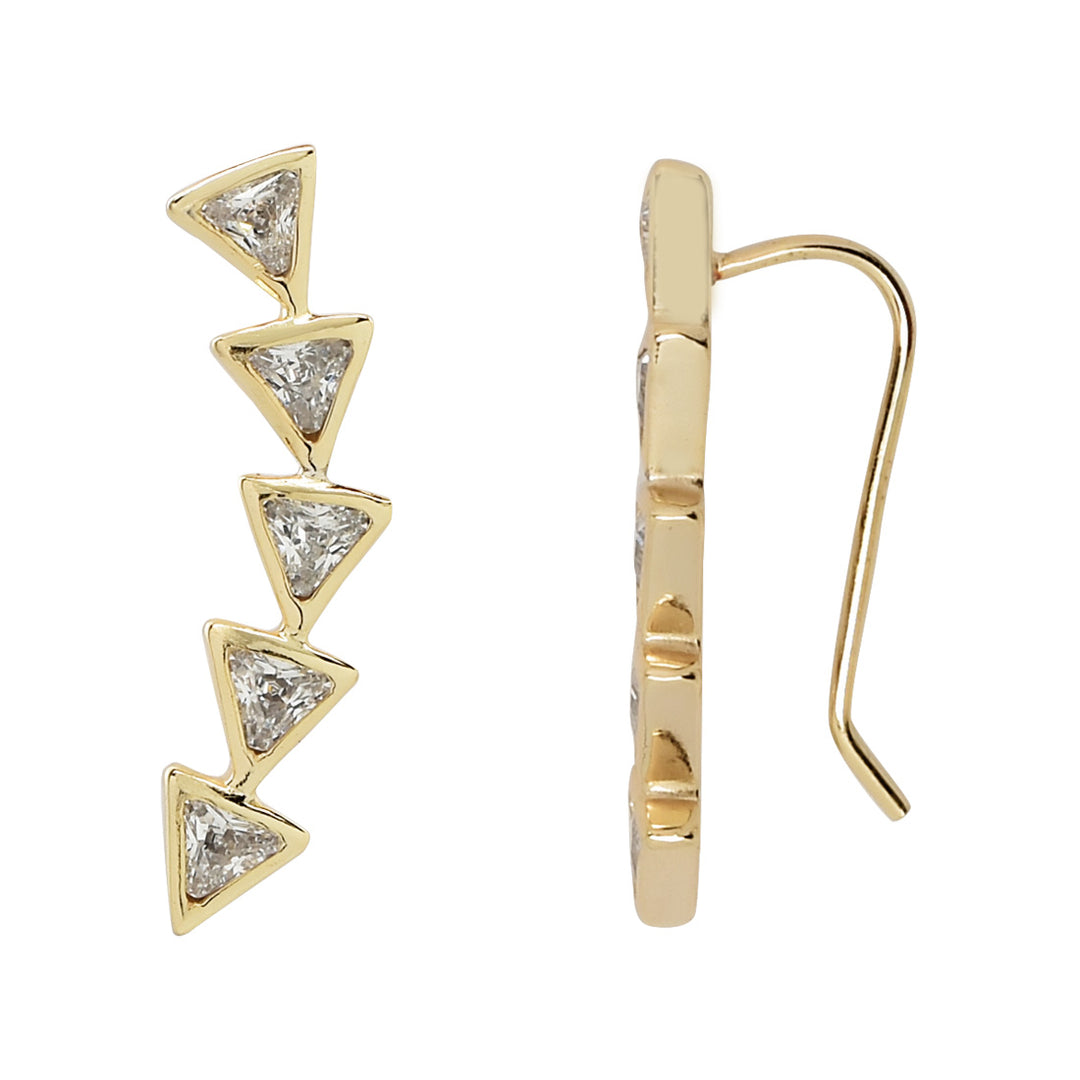 SALE - Curved CZ Multi-Triangle Ear Crawler - Earrings - Small - Small / Gold / Left - Azil Boutique