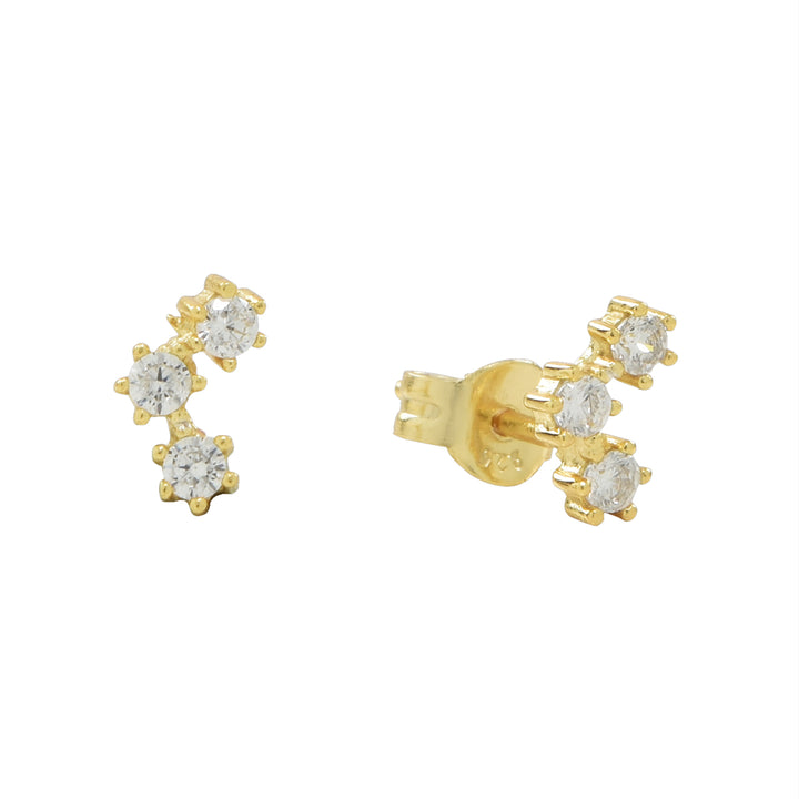 CZ Tiny Trinity Studs - Earrings - Gold - Gold - Azil Boutique