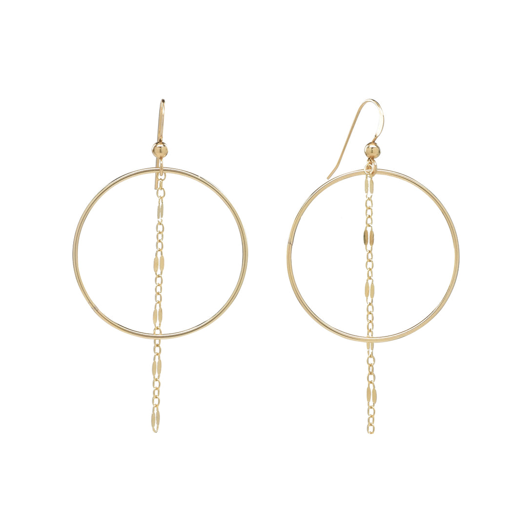 Hoop Dangle Chain Earrings - Earrings - Gold - Gold - Azil Boutique