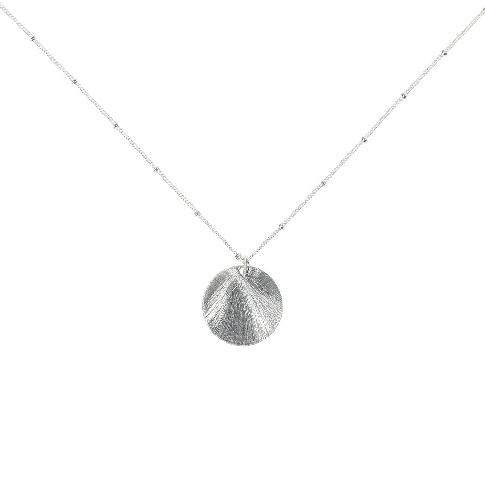Brushed Disc on Ball Chain Necklace - Necklaces - Silver - Silver / Medium Disc - Azil Boutique