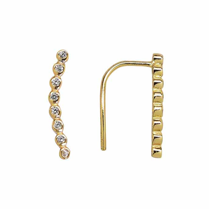 Graduated CZ Circles Ear Crawler - Earrings - Gold - Gold / Left - Azil Boutique