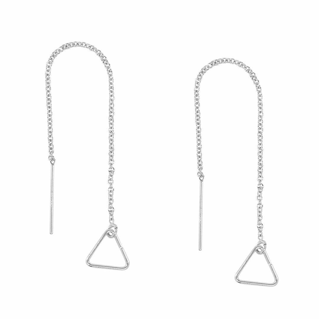 Geometric Ear Threaders (more shapes) - Earrings - Triangle - Triangle / Silver - Azil Boutique