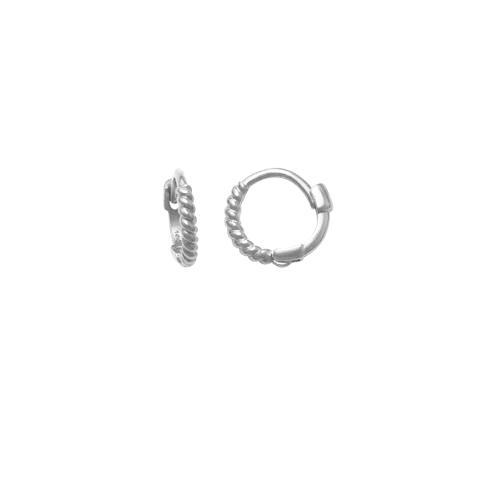 10k Solid Gold Twisted Huggie - Earrings - White Gold - White Gold / 5mm - Sold Individually - Azil Boutique