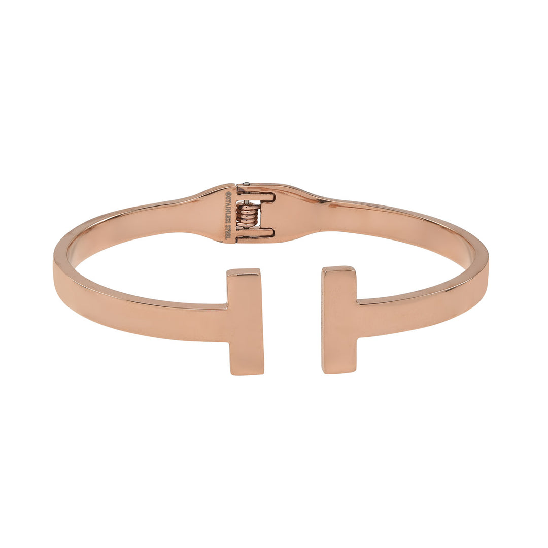 Open Double Bar Hinged Cuff - Bracelets - Rosegold - Rosegold - Azil Boutique
