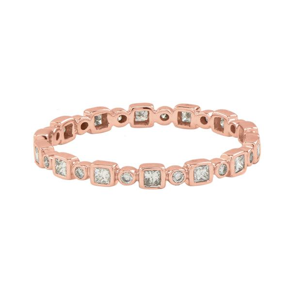 Square and Circle Alternating Diamond Band Ring - Misc - Rose Gold - Rose Gold / 5 - Azil Boutique