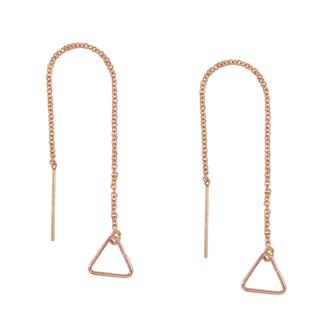 Geometric Ear Threaders (more shapes) - Earrings - Triangle - Triangle / Rose Gold - Azil Boutique
