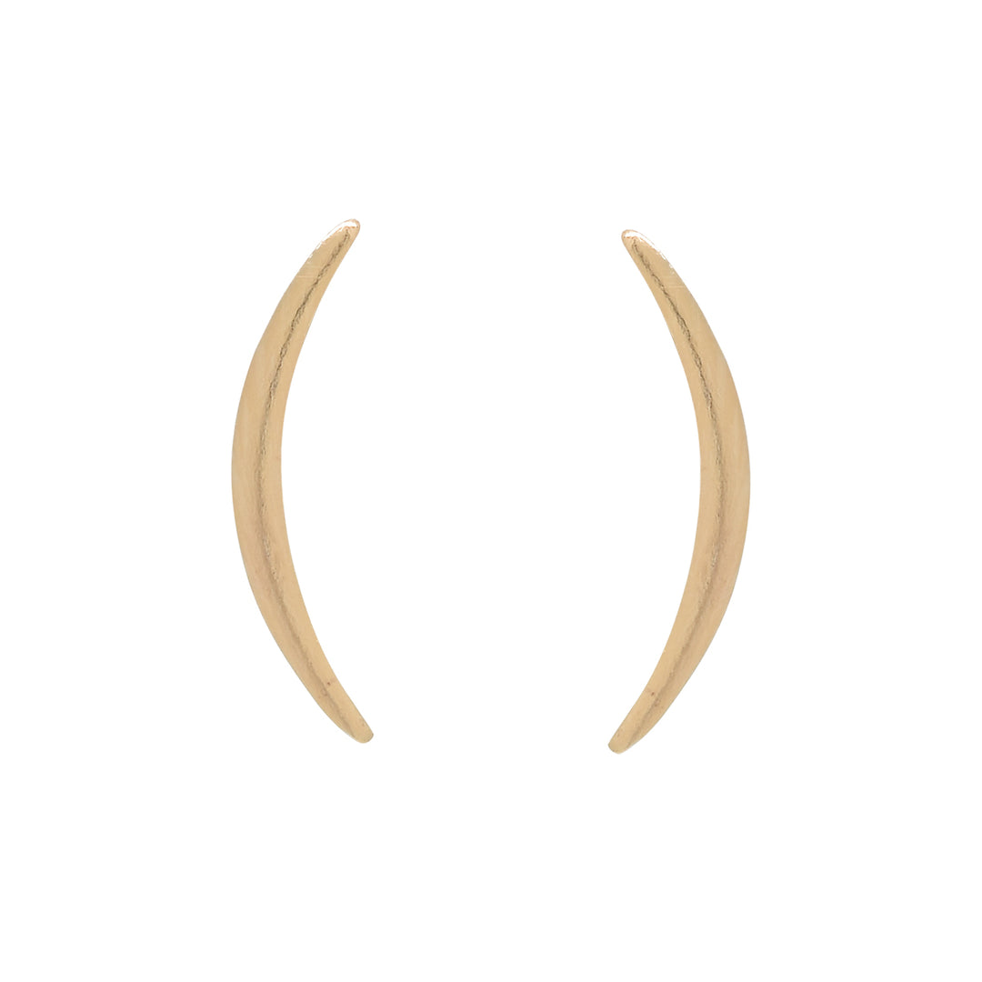 Thin Curved Crescent Moon Studs - Earrings - Gold - Gold - Azil Boutique