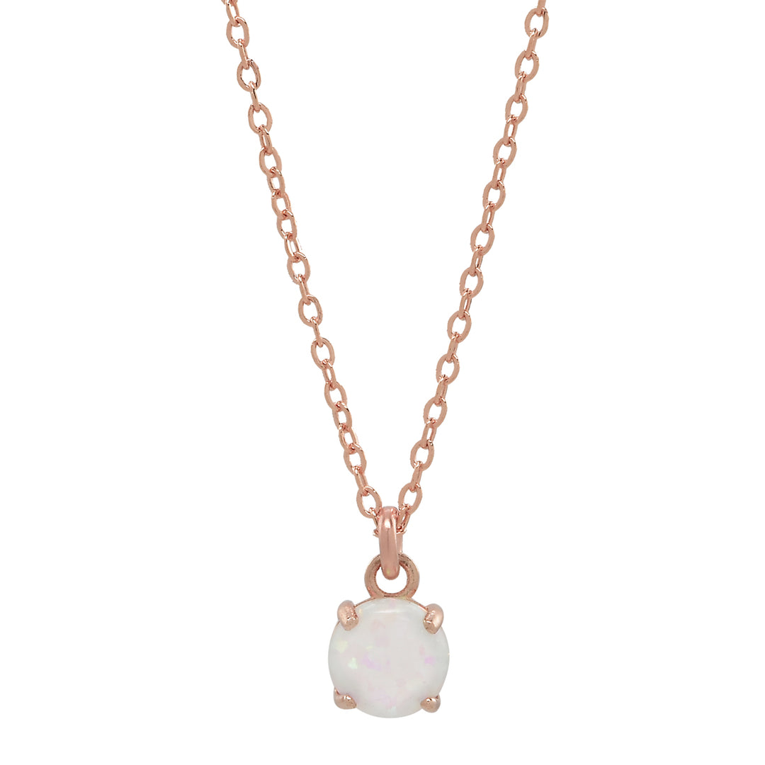 10k Round Prong Opal Necklace - Necklaces - Rose Gold - Rose Gold - Azil Boutique