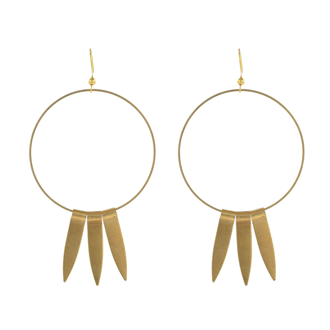 Triple Beam Brass Earrings - Earrings -  -  - Azil Boutique