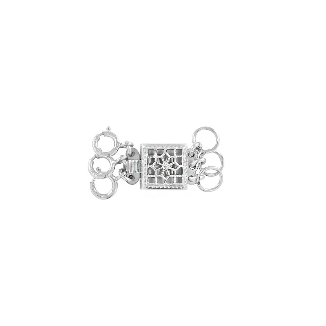 Ornate Square No Tangle Clasp - Necklaces - Silver - Silver / Triple - Azil Boutique