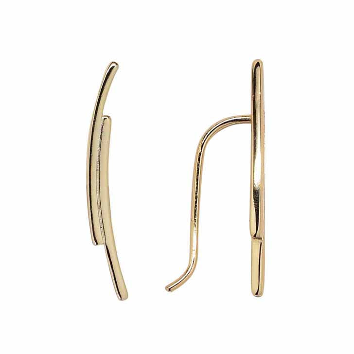 SALE -  24mm Double Curved Ear Crawler - Earrings - Gold - Gold / Left - Azil Boutique