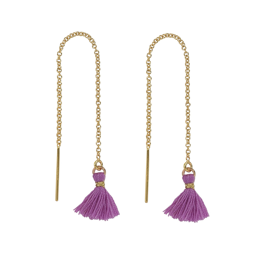 Tassel Ear Threaders - Earrings - Purple - Purple - Azil Boutique