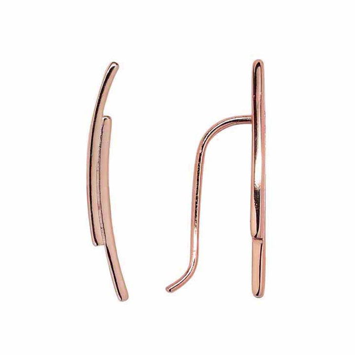 SALE -  24mm Double Curved Ear Crawler - Earrings - Rose Gold - Rose Gold / Left - Azil Boutique