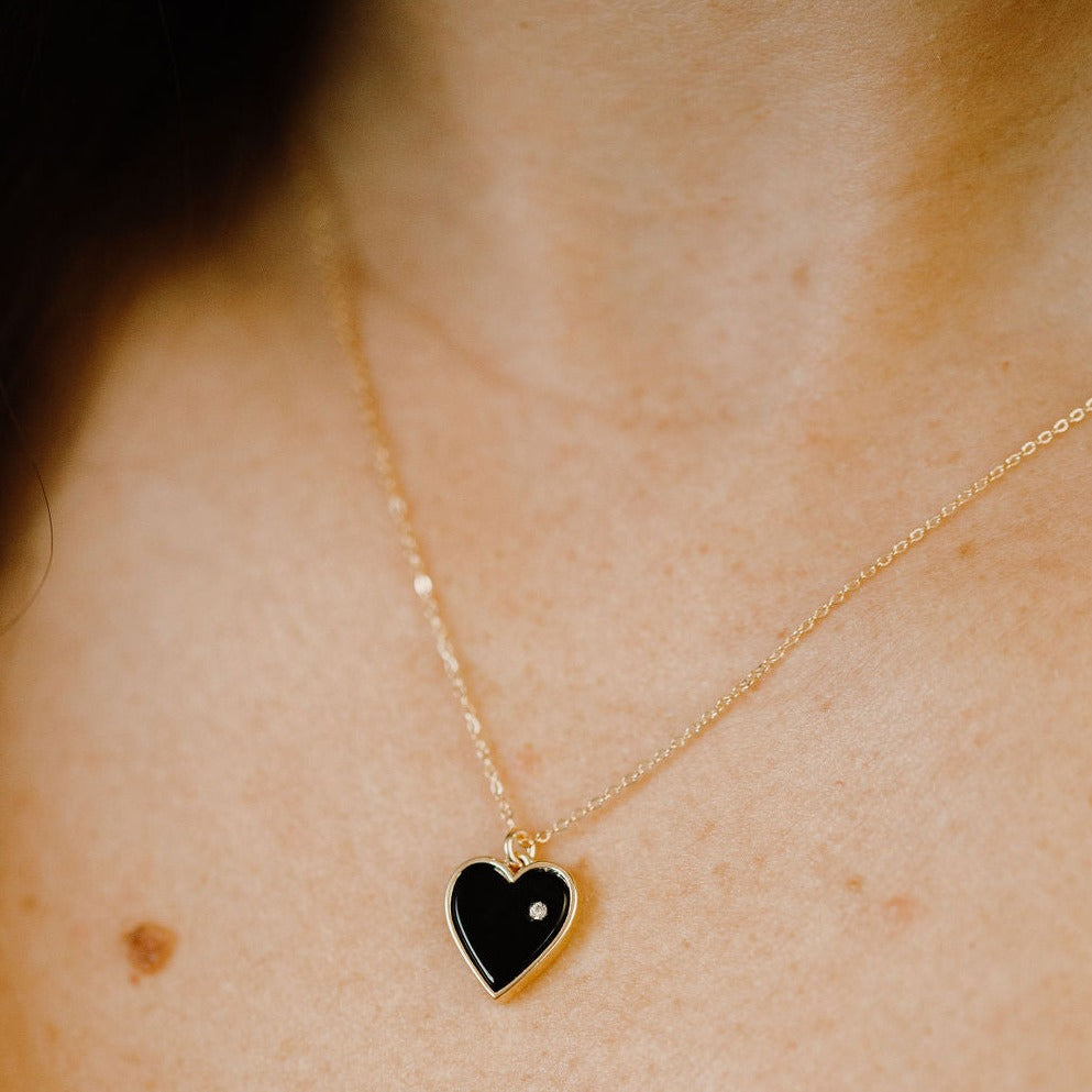 Heart & Tiny CZ Necklace - Necklaces -  -  - Azil Boutique