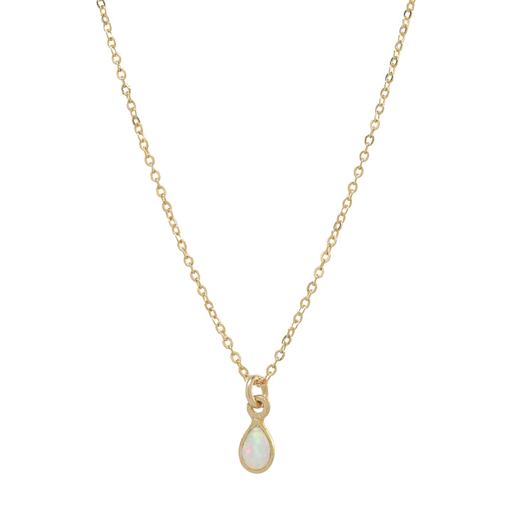 Tiny Elongated Teardrop Opal Necklace - Necklaces -  -  - Azil Boutique