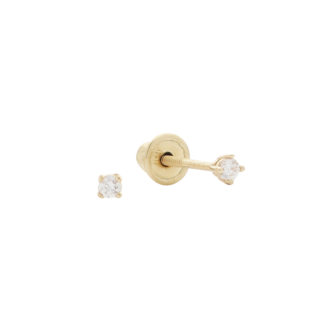10k Solid Gold CZ Studs - Earrings - Yellow Gold - Yellow Gold / 3mm - Azil Boutique
