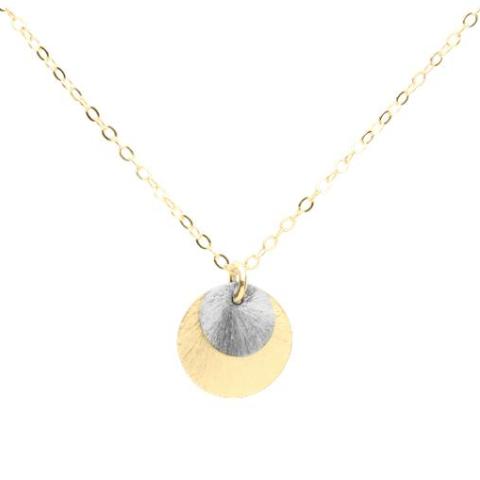 SALE - 2-Tone Brushed Disc Necklace - Necklaces - Small/Medium - Small/Medium / Silver & Gold Discs/ Gold Chain - Azil Boutique