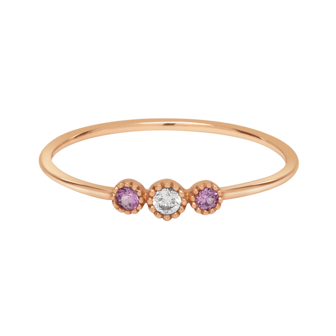 18k Tri Pink Sapphire and Diamond Ring - Rings - Rose Gold - Rose Gold / 6 - Azil Boutique