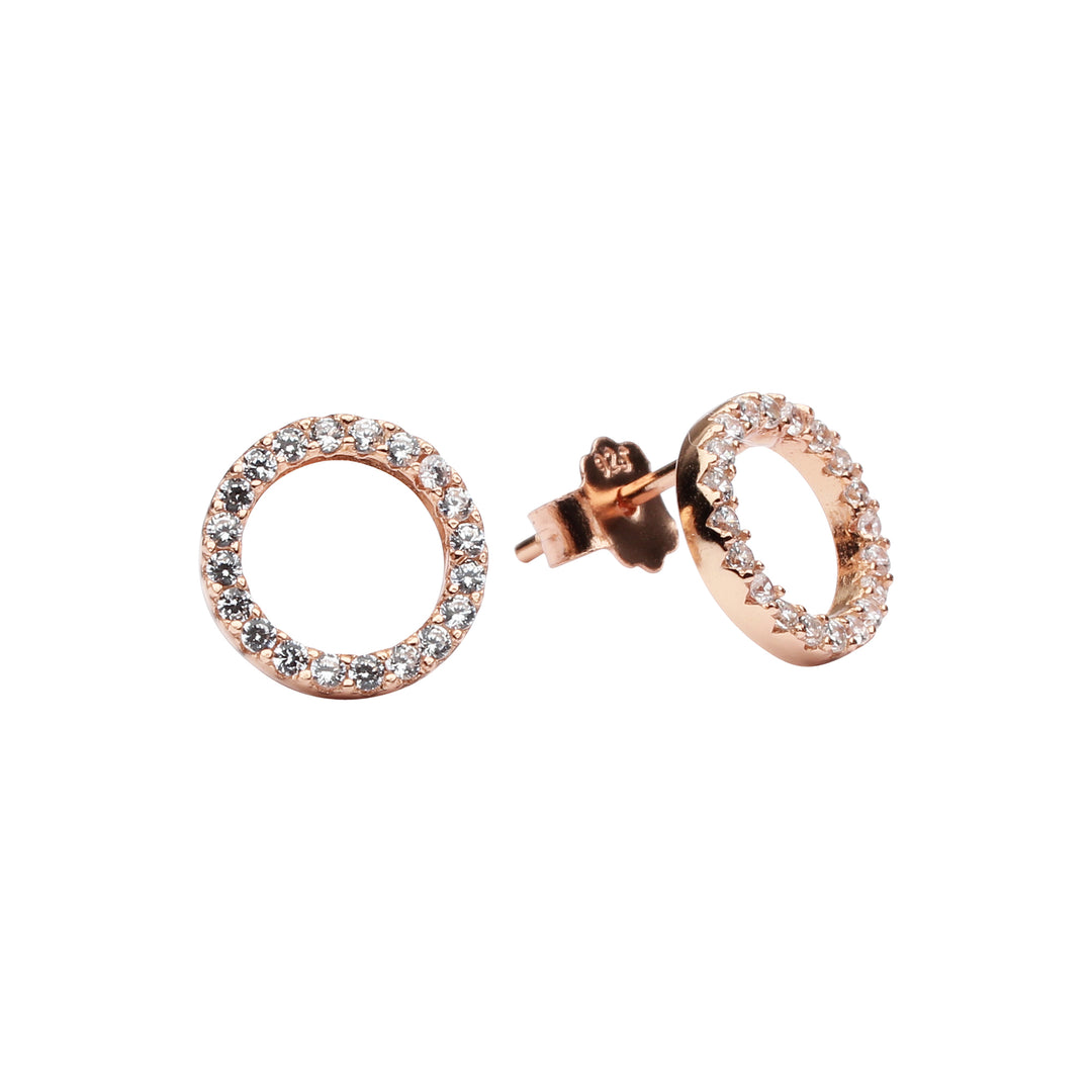 CZ Circle Cutout Studs - Earrings - Rose Gold - Rose Gold - Azil Boutique