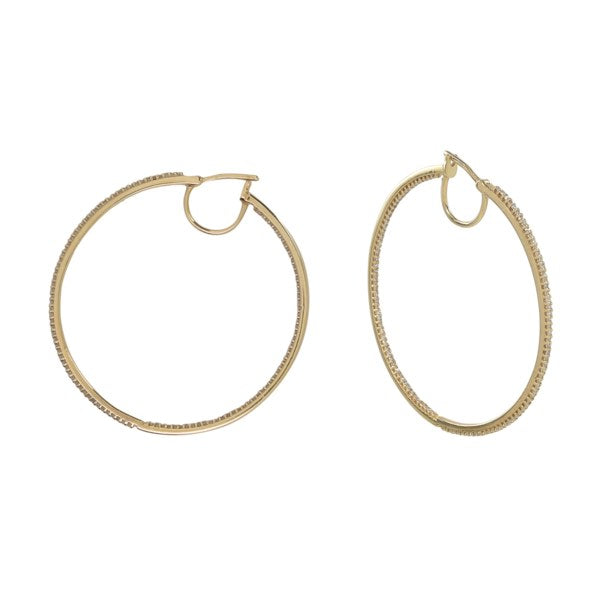 Diamond Hoop Earrings - Earrings - 14k Yellow Gold - 14k Yellow Gold - Azil Boutique
