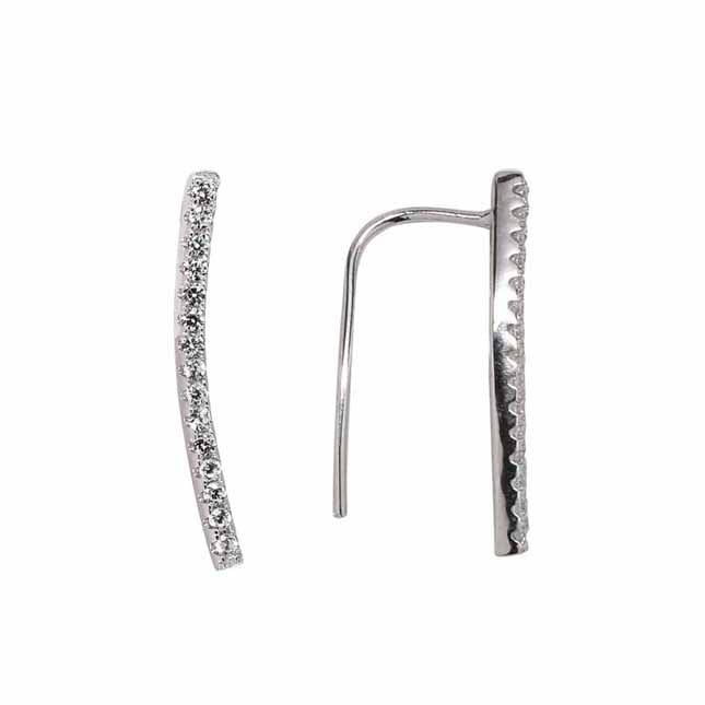 SALE - Curved CZ Ear Crawler - Earrings - Silver - Silver / Large / Left - Azil Boutique