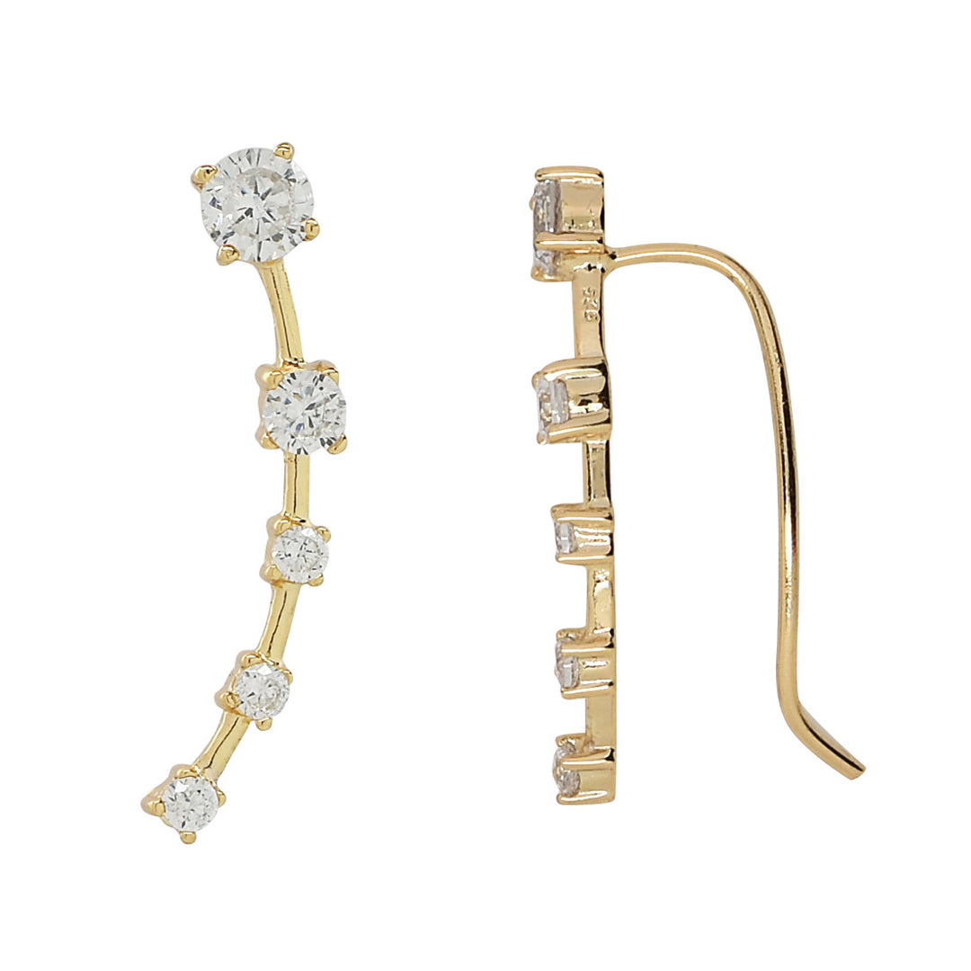 Curved Graduated CZ Crawler - Earrings - Small - Small / Gold / Right - Azil Boutique