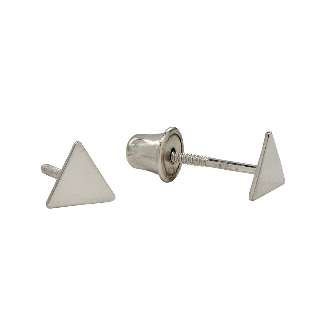 10k Solid Gold Triangle Studs - Earrings - White Gold - White Gold - Azil Boutique