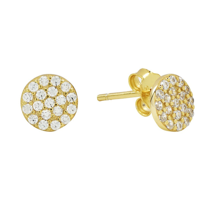CZ Circle Pave Studs - Earrings - Small - Small / Gold - Azil Boutique