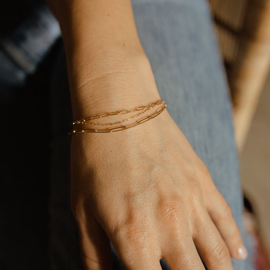 14k Solid Gold Thick Paperclip Bracelet - Bracelets -  -  - Azil Boutique