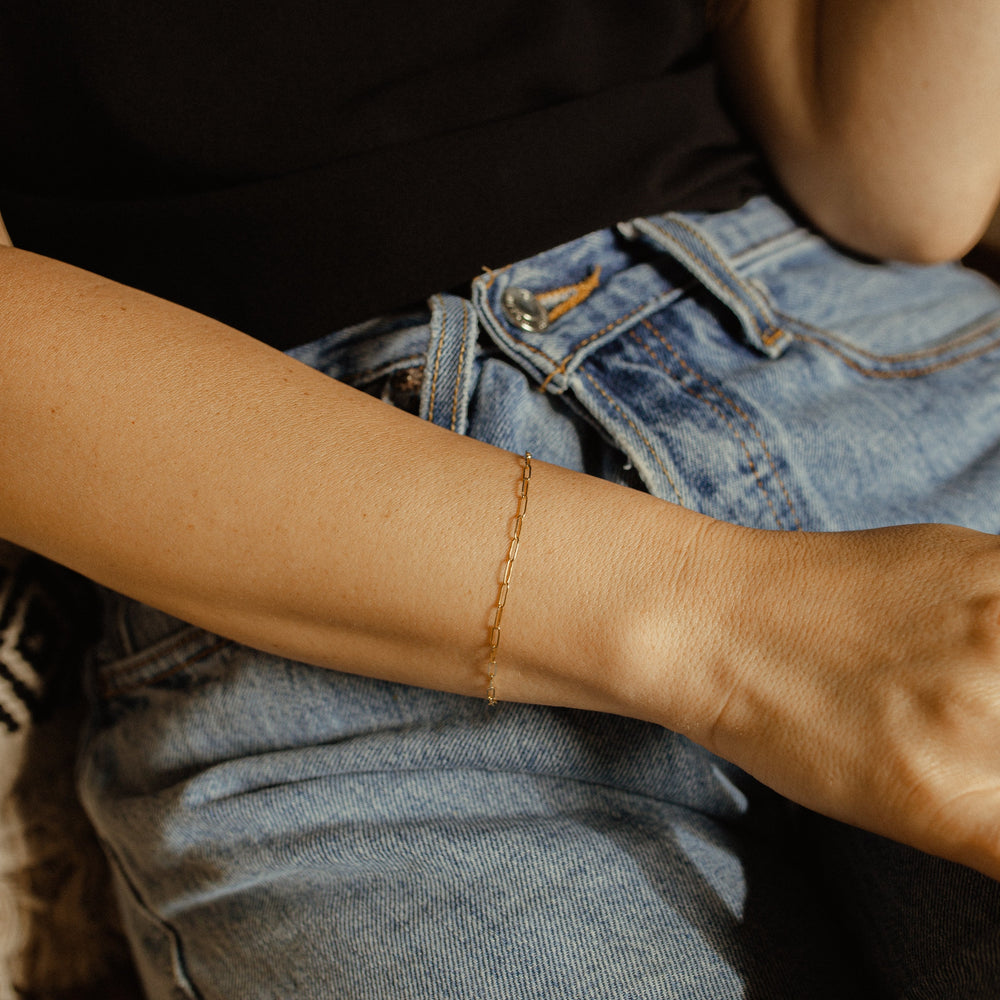 14k Solid Gold Paperclip Bracelet - Bracelets -  -  - Azil Boutique