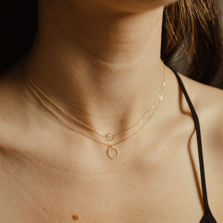 14k Solid Gold Circle Cutout Necklace - Necklaces -  -  - Azil Boutique