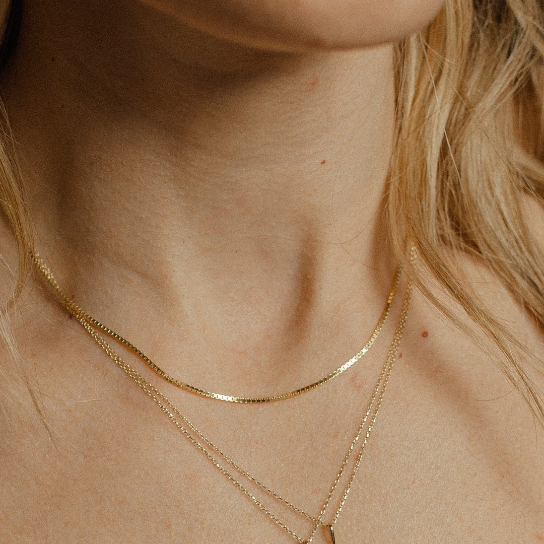14k Solid Gold Box Chain Necklace - Necklaces -  -  - Azil Boutique
