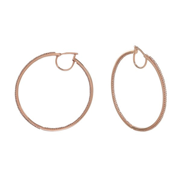 Diamond Hoop Earrings - Earrings - 14k Rose Gold - 14k Rose Gold - Azil Boutique