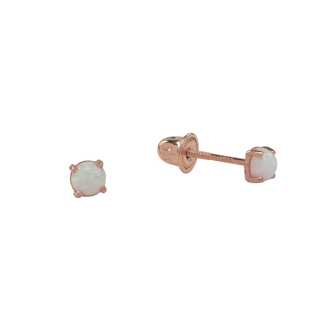 10k Solid Gold Opal Studs - Earrings - Rose Gold - Rose Gold - Azil Boutique