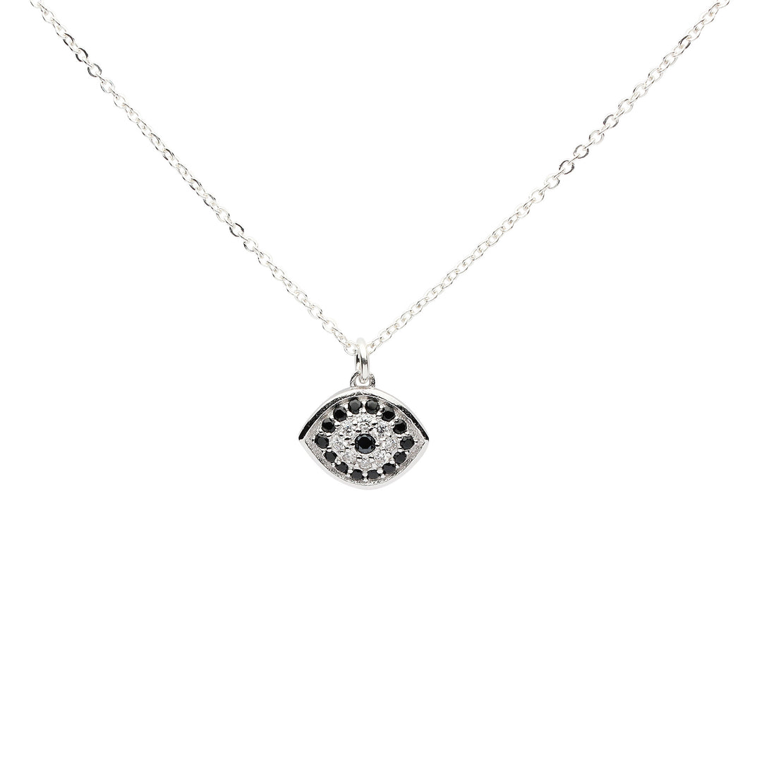CZ Black Evil Eye Necklace - Necklaces - Silver - Silver - Azil Boutique