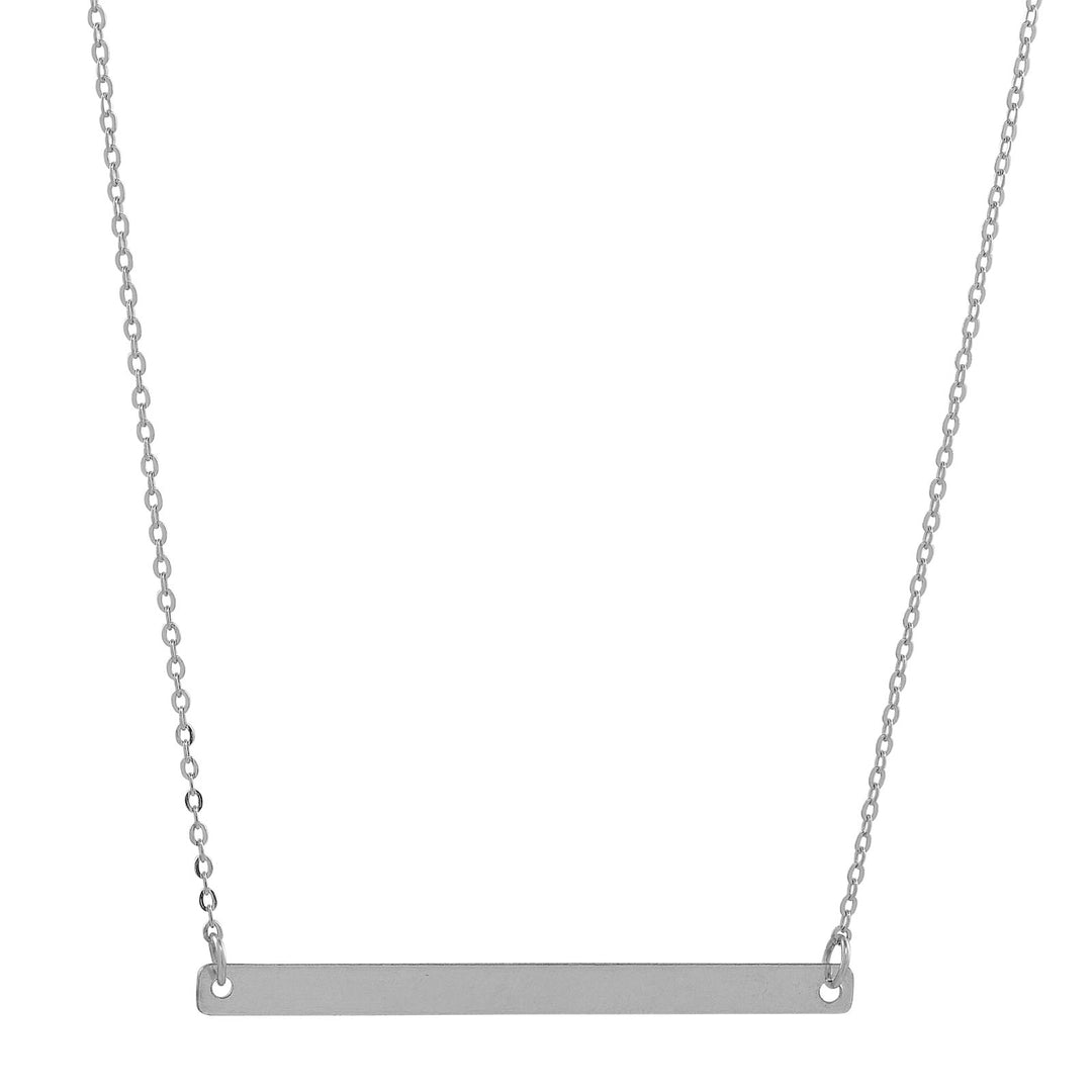 SALE - Long Thin Bar Necklace - Necklaces - Smooth - Smooth / Silver - Azil Boutique
