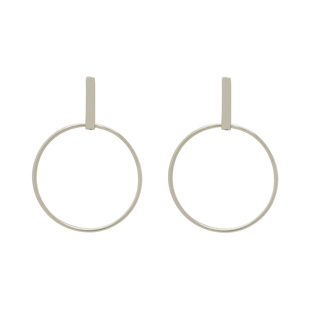 SALE - Bar / Circle  Studs - Earrings - Silver - Silver - Azil Boutique