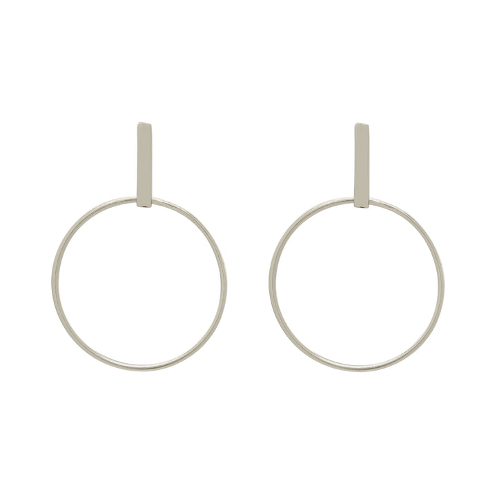 SALE - Bar / Circle  Studs - Earrings - Silver - Silver - Azil Boutique