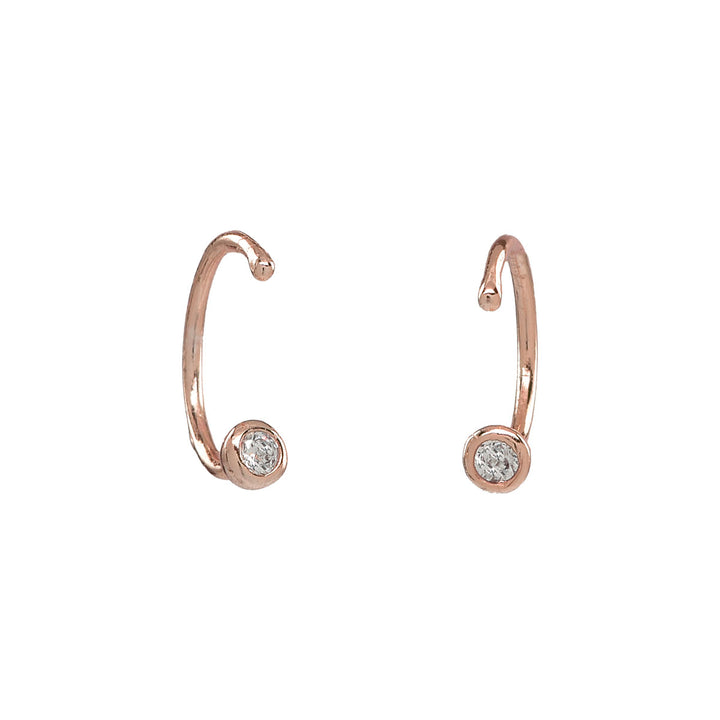 CZ Open Huggies - Earrings - Rose Gold - Rose Gold - Azil Boutique