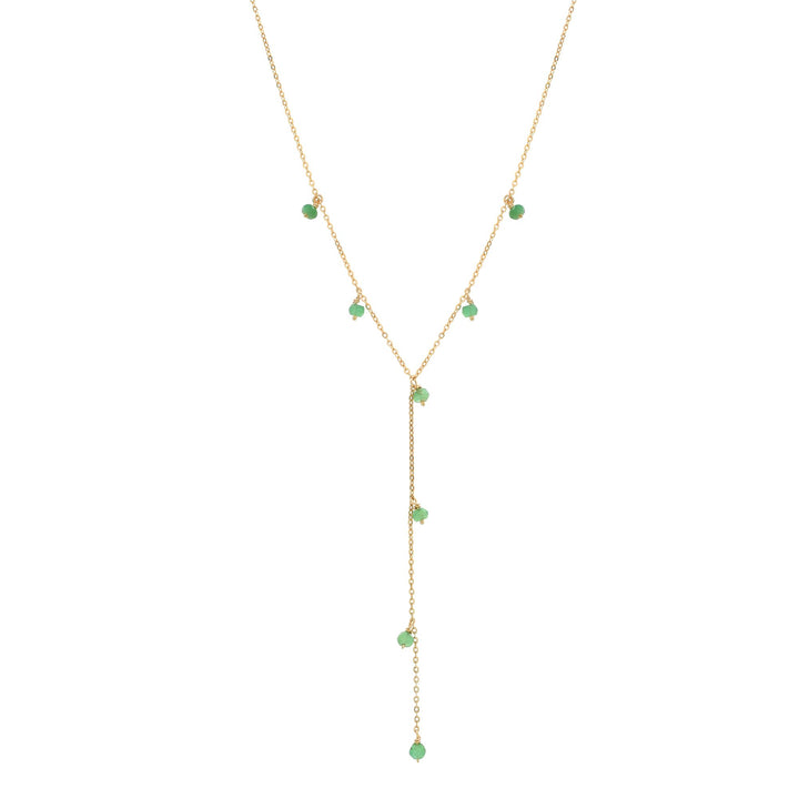 Tiny Green Onyx Stone Y-Drop Necklace - Necklaces -  -  - Azil Boutique