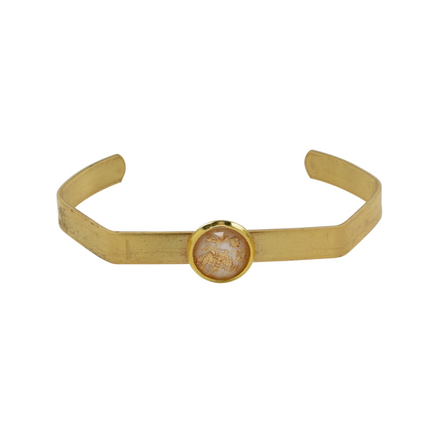 Resin Gold Fleck Brass Cuff - Bracelets - Cream - Cream - Azil Boutique