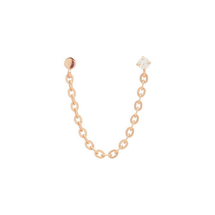 10k Solid Gold CZ Single Chain Stud - Earrings - - - Azil Boutique