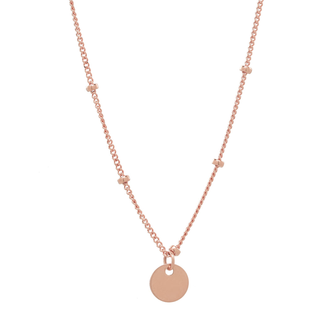 Solid Gold Tiny Disc Ball Chain Necklace - Necklaces - Rose Gold - Rose Gold - Azil Boutique